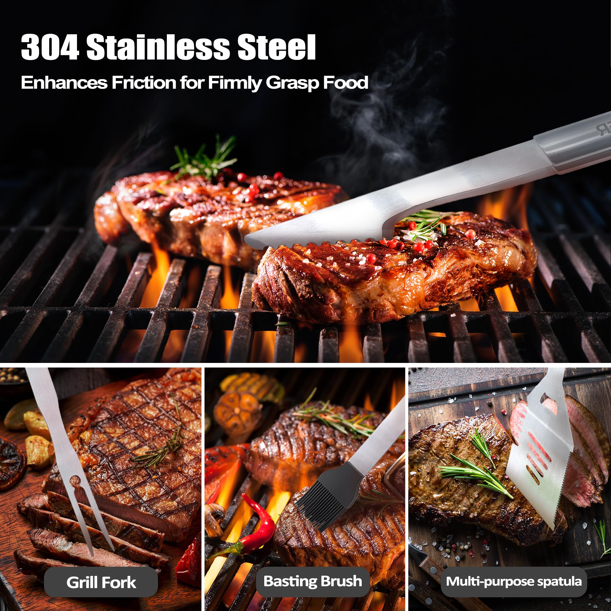 Dad Birthday Gifts Christmas Dad Gifts For Him From Daughter Heavy Duty Grilling Accessories Kit For Backyard Bbq, Thick Stainle